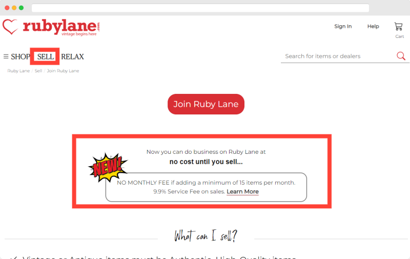 Sell used furniture on Ruby Lane