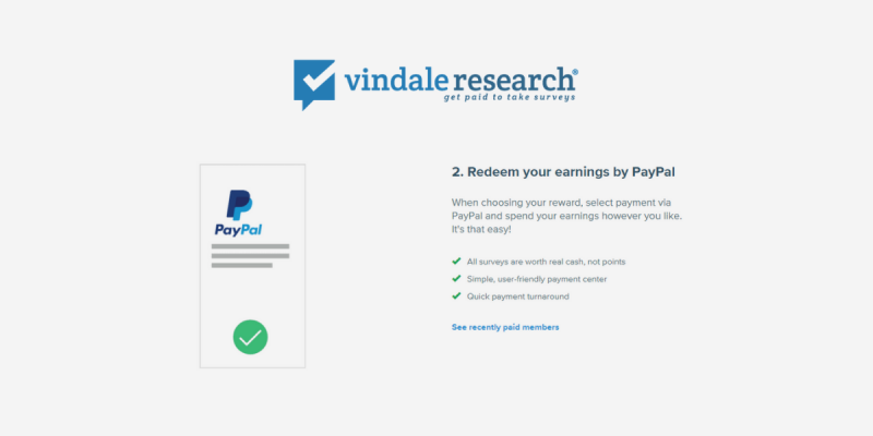 Vindale Research review: Redeem your earnings by PayPal