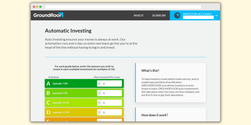 Groundfloor Automatic Investing