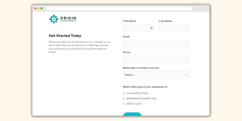 Origin Investments Open an Account