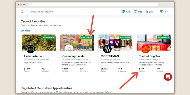 Mainvest Marketplace Opportunities Screenshot