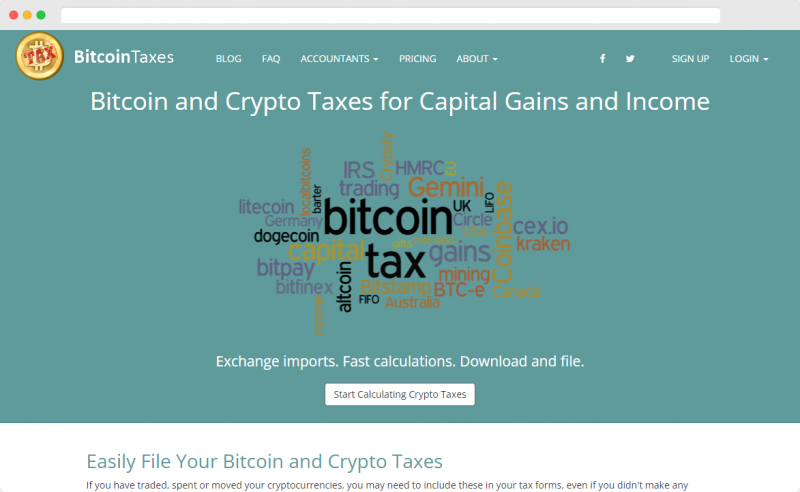 BitcoinTaxes Screenshot