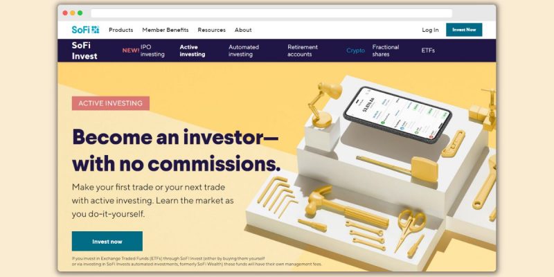 SoFi Invest Homepage