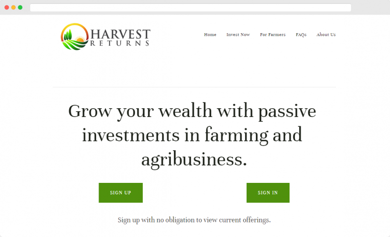 Harvest Returns Homepage
