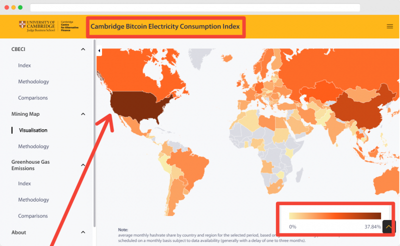 Cambridge Energy Consumption Map Cryptocurrency Statistics