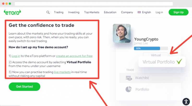 eToro virtual trading