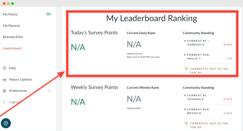Branded Surveys Leaderboard