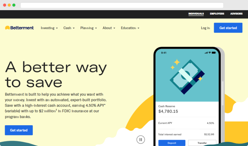 Betterment Homepage