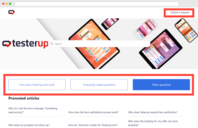 Testerup support